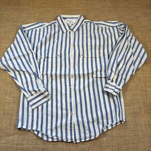 Vintage Westbound Woman's Blue/White Striped Cotton Long Sleeved Shirt Size 6